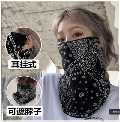 ~子甄彣璟~百搭手袖 腰果 掛耳 防曬面罩 冰絲面紗 防紫外線 護臉 戶外騎車 口罩 袖套 夏季薄款 釣魚 遮陽1