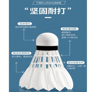 ~子甄彣璟~羽毛球 12只裝 飛行穩定 娛樂訓練球 訓練用球 耐打不易爛 鴨毛球 軟木球 練習 羽球5