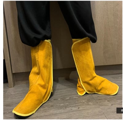 ~子甄彣璟~牛皮電焊腳套 魔術貼護腳 魔鬼氈大護腳 氬焊 CO2 切割機 防燙 耐磨 防火花 燒焊 電銲 焊工護腳7