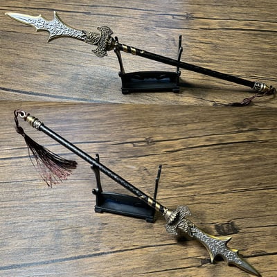 ~子甄彣璟~封神演義 楊戩 二郎神 成名器 三尖兩刃槍 珍藏品 工藝品 模型擺件 生日禮物 交換禮物5