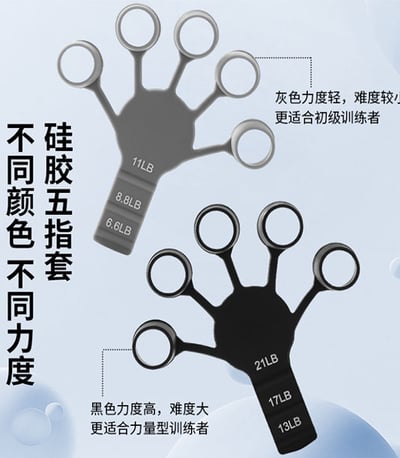 ~子甄彣璟~新款硅膠 5指手指訓練器 手腕拉力器 手指訓練器 握力器 訓練輔助握力 運動健身器材7