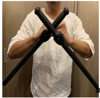 ~子甄彣璟~T字棍 T型棍 拐棍 旋棍 短棍 火焰圖騰 塑鋼 武術棍 運動 健身 防身 功夫棍-單把價格2