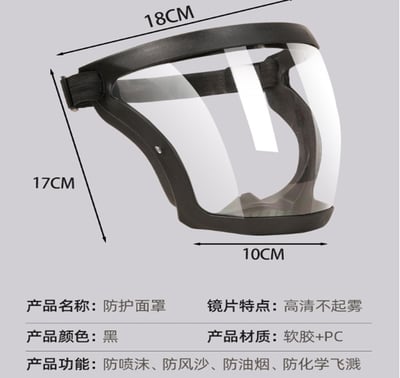 ~子甄彣璟~全面罩 防霧 透明 馬頭 面罩 防噴霧 防火花 防風砂 防風塵 防飛濺 防油煙 全臉防護6