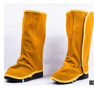 ~子甄彣璟~牛皮電焊腳套 魔術貼護腳 魔鬼氈大護腳 氬焊 CO2 切割機 防燙 耐磨 防火花 燒焊 電銲 焊工護腳2