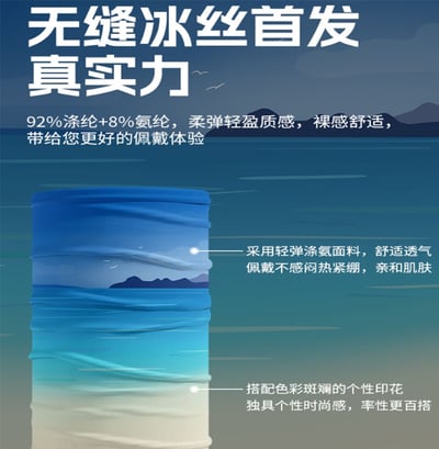 ~子甄彣璟~冰絲頭巾 冷感 透氣 防曬 魔術頭巾 防風防塵 騎行面罩 運動頭巾 頭套 圍脖 口罩 面罩 抗UV 透氣 吸汗 排汗10