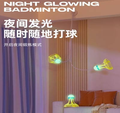 ~子甄彣璟~自動回彈 羽毛球 單人訓練器 練習神器 羽毛球訓練器 夜光球 夜日兩用 室內運動 羽毛球陪練器7