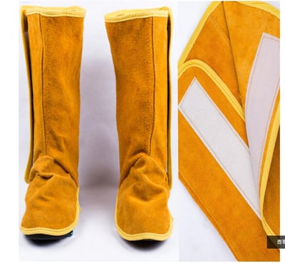 ~子甄彣璟~牛皮電焊腳套 魔術貼護腳 魔鬼氈大護腳 氬焊 CO2 切割機 防燙 耐磨 防火花 燒焊 電銲 焊工護腳3