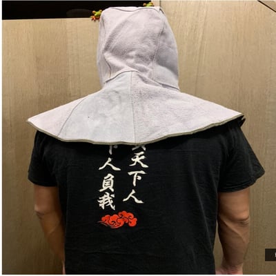 ~子甄彣璟~牛皮焊工護頸帽 電焊帽 氬焊 CO2 燒焊 防火花防護帽 防燙防塵披肩帽 電銲面罩 風帽 工作帽   4