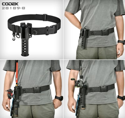 ~子甄彣璟~魚竿腰帶支架 釣魚腰帶 釣魚支架 路亞腰帶 釣魚神器 路亞磯釣 腰掛插桿筒 釣竿固定器2