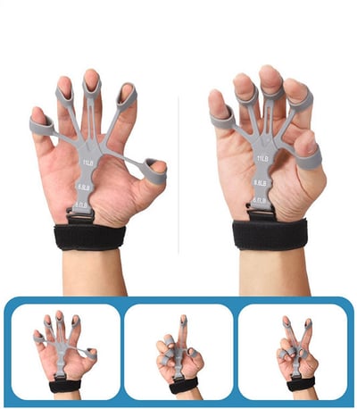 ~子甄彣璟~新款硅膠 5指手指訓練器 手腕拉力器 手指訓練器 握力器 訓練輔助握力 運動健身器材10