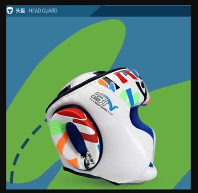 ~子甄彣璟~BN新款 5-12歲兒童塗鴉款 拳擊 散打 格鬥 搏擊 泰拳 運動護具 頭套 拳套 護胸 腳套 護襠 護具 4