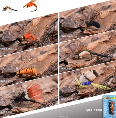 ~子甄彣璟~格裡菲斯 昆蟲 仿真餌 一盒5只卡裝飛蠅鉤 飛釣 擬餌 仿生餌 飛蠅鉤 仿生 飛蠅 蒼蠅 路亞假餌 毛鉤 路亞餌3