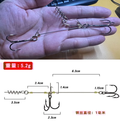 ~子甄彣璟~三本鉤線組 雙鉤鋼絲線組 鋼絲鉤 帶彈簧鎖針 三本鉤 三爪錨魚鉤 假餌路亞鉤線組2