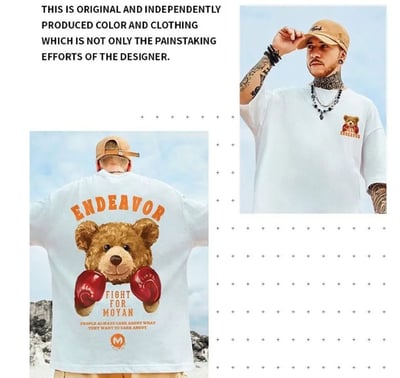 子甄彣璟~拳擊熊 百無禁忌 圓領 T恤 短T 打底衫 短袖 潮T 運動衣 班服 工作衣 休閒衣4