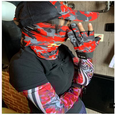 ~子甄彣璟~特價中 防曬4件套 帽子 袖套 面罩 手套 戶外活動 釣魚帽 套袖 三指手套 防塵 吸汗速乾 防紫外線5