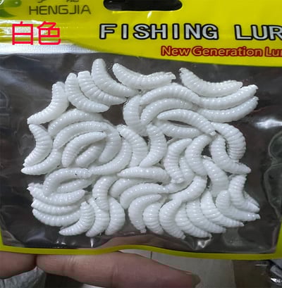 ~子甄彣璟~麵包蟲1包50隻 路亞軟蟲 月牙軟餌 馬口魚假餌 假蟲 蠕蟲 路亞餌 假餌 誘餌 仿生餌 釣魚擬餌3