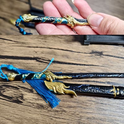 ~子甄彣璟~黑金古刀22cm+刀架 珍藏品 工藝品 模型擺件 生日禮物 交換禮物 不開刃7