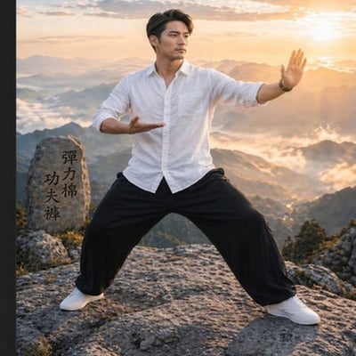 ~子甄彣璟~ 太極/練功專用 彈力棉 燈籠褲 功夫褲 褲子 禪坐 束口休閒褲 運動縮口褲 瑜珈 居士褲 太極長褲8
