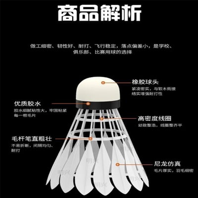 ~子甄彣璟~新型仿真尼龍羽毛球 羽毛排列均勻 飛行穩定 娛樂訓練球 訓練用球 耐打不易爛 6