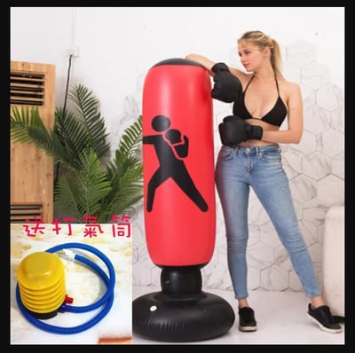 ~子甄彣璟~充氣沙袋160公分 拳擊不倒翁買就送充氣筒 回彈力強  沙包 出氣筒 發洩 泄憤玩具 拳擊 散打健身運動 9