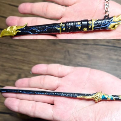 ~子甄彣璟~黑金古刀22cm+刀架 珍藏品 工藝品 模型擺件 生日禮物 交換禮物 不開刃8