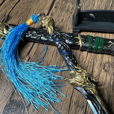 ~子甄彣璟~黑金古刀29cm+刀架 珍藏品 工藝品 模型擺件 生日禮物 交換禮物 不開刃5