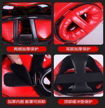 ~子甄彣璟~戰牌 拳擊 面罩頭盔 泰拳 跆拳道 搏擊全防護頭盔 護頭套 頭套 散打 練習護具 運動 格鬥頭套5