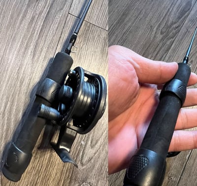 ~子甄彣璟~黑色獨節冰釣竿51cm 冰釣 筏竿 船竿 魚竿 海竿 釣魚竿 釣竿 海釣 船釣 釣魚(含捲線器)9