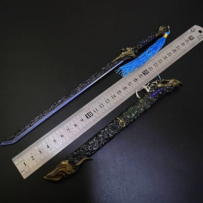 ~子甄彣璟~黑金古刀29cm+刀架 珍藏品 工藝品 模型擺件 生日禮物 交換禮物 不開刃7