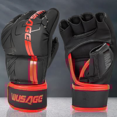 ~子甄彣璟~WUSAGE 2倍厚度拳峰 半指MMA拳套 拳擊手套 UFC散打手套 搏擊 格鬥 泰拳 打擊訓練 競賽練習2