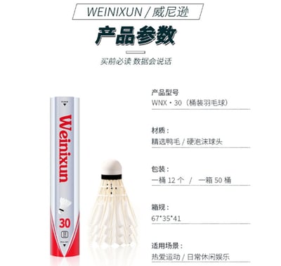 ~子甄彣璟~羽毛球 12只裝 飛行穩定 娛樂訓練球 訓練用球 耐打不易爛 鴨毛球 軟木球 練習 羽球3