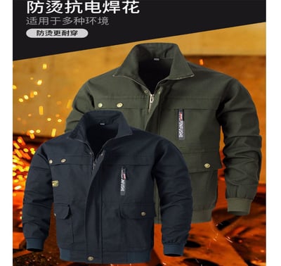 ~子甄彣璟~純棉帆布工作服 上衣+褲子 防燙 防火花 耐磨 電焊 汽修 工作褲 工作衣 勞保服 夾克 外套2