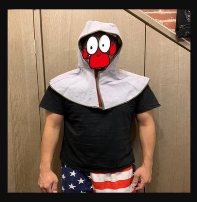 ~子甄彣璟~牛皮焊工護頸帽 電焊帽 氬焊 CO2 燒焊 防火花防護帽 防燙防塵披肩帽 電銲面罩 風帽 工作帽   2