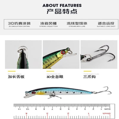 ~子甄彣璟~鐳射米諾8.5cm-8g浮水米諾 魚餌 硬餌 仿生餌 路亞餌 假餌 鉛筆 誘餌 擬餌 米諾 釣魚 假魚8