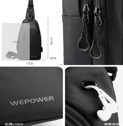 ~子甄彣璟~側背包1100-28 斜挎包 多功能大容量 斜背包 胸包 旅行包 防潑水 背包 錢包 單肩包 側肩包2