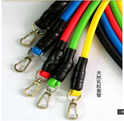 ~子甄彣璟~拉力器11件套 健身 乳膠拉力繩 多功能訓練器 拉力器套裝 彈力繩 彈力帶 臂力胸肌力量訓練6