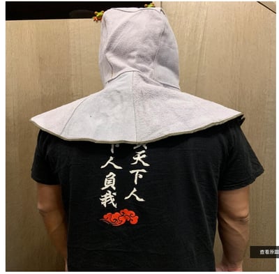 ~子甄彣璟~牛皮焊工護頸帽 電焊帽 氬焊 CO2 燒焊 防火花防護帽 防燙防塵披肩帽 電銲面罩 風帽 工作帽   3