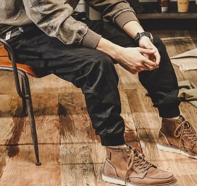 ~子甄彣璟~復古潮流 痞帥 哈倫褲 休閑褲 軍褲 戰術褲 束腳褲 工裝褲 工作褲 九分褲 褲子 長褲6