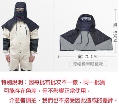 ~子甄彣璟~促銷品-牛仔披肩帽 套頭 防霧 防塵 搬運 打磨 防火花 遮陽 工作帽 披風帽子 帽檐款 防風鏡款5