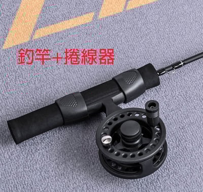 ~子甄彣璟~黑色獨節冰釣竿51cm 冰釣 筏竿 船竿 魚竿 海竿 釣魚竿 釣竿 海釣 船釣 釣魚(含捲線器)7