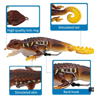 ~子甄彣璟~壁虎 浮水系 3D仿真 路亞餌 假餌 誘餌 仿生餌 擬餌 軟餌 帶三鉤 攻黑魚 翹嘴 仿真餌3