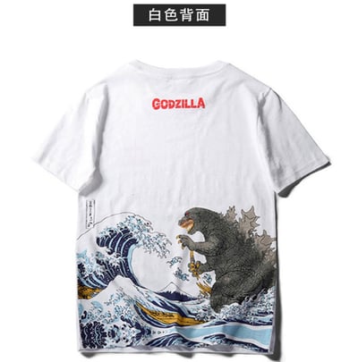 ~子甄彣璟~純棉 日系潮牌 夏天短袖 原宿風 暴龍 恐龍 T恤 百搭圓領 新潮流 短T 哥吉拉 班服 團體服 情侶裝1