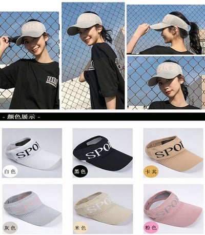 ~子甄彣璟~SPORT 空頂帽 加大帽檐 遮陽防曬 運動帽 棒球帽 防曬帽 太陽帽 女帽百搭 棒球帽 遮陽帽 鴨舌帽8