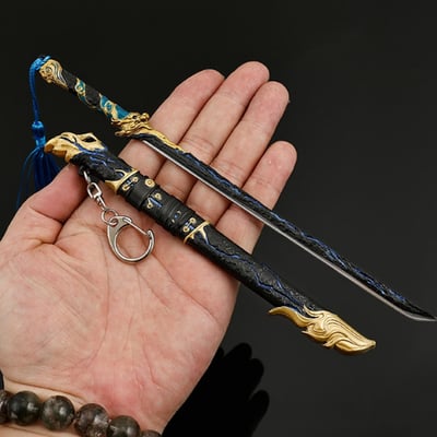 ~子甄彣璟~黑金古刀22cm+刀架 珍藏品 工藝品 模型擺件 生日禮物 交換禮物 不開刃6