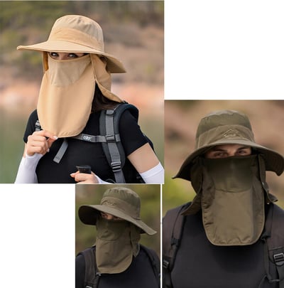 ~子甄彣璟~漁夫帽 3合1 多功能 男女款 防曬帽 遮陽帽 面罩 帽子 防紫外線 釣魚帽 速乾帽 工作帽 登山帽 露營帽5