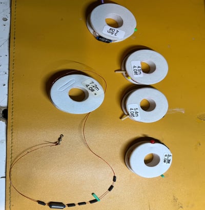 ~子甄彣璟~釣魚線組套裝 3.6米4.5米5.4米6.3米7.2米魚線 太空豆 八字環 鉛皮 漂座 鉛皮座4