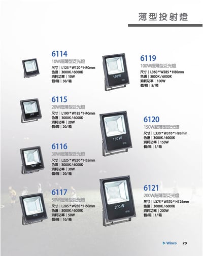 薄型投射燈系列 W201