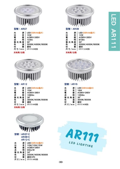 AR111 燈泡系列  P30