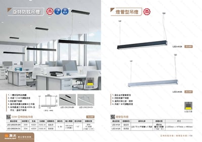 LED 亞特防眩吊燈 /  T8燈管型吊燈 D1291