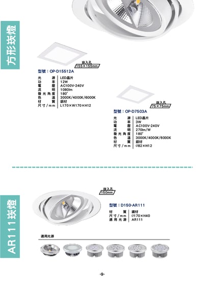 方形崁燈 / AR111崁燈系列  P91